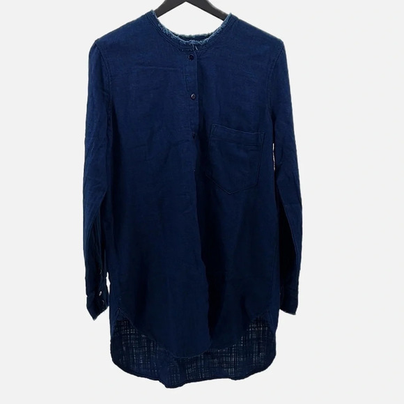 Sandrine Rose Button Front Long Sleeve Mandarin Collar Oversized Shirt - Medium - Picture 4 of 11